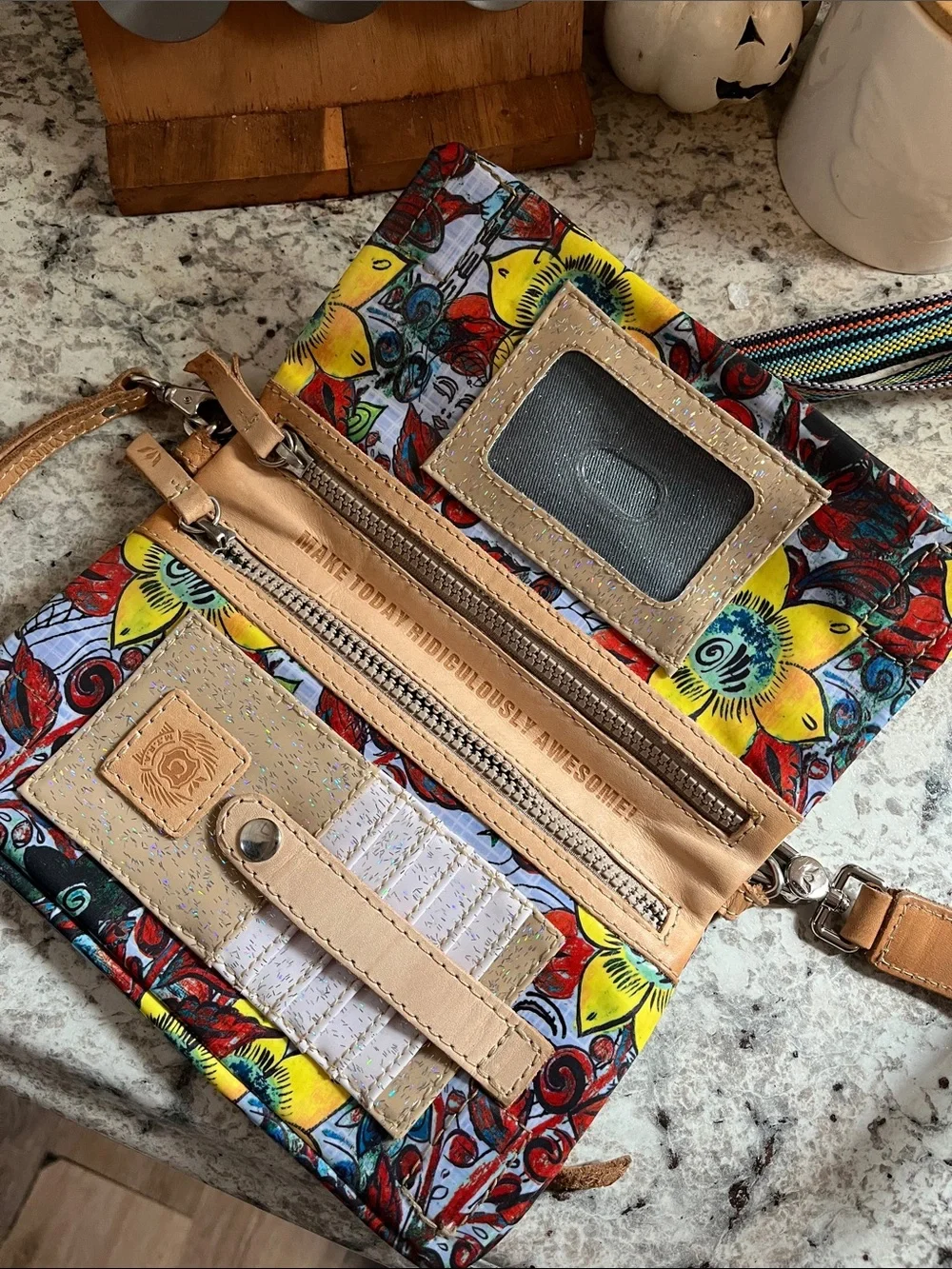 Consuela Multicolor Floral Crossbody with Striped Strap